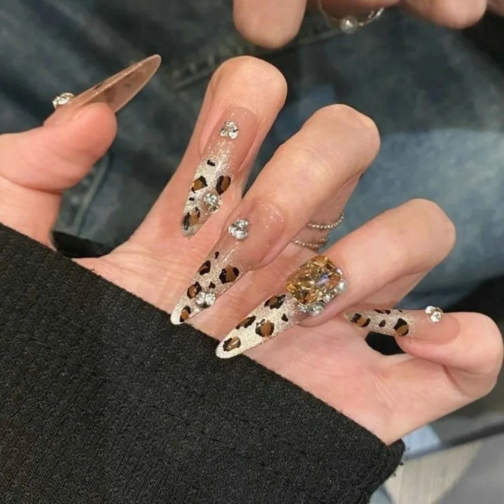Leopard Print Nail Stickers – Brown, Black & Pink Caramel Nail Art Stickers QXL