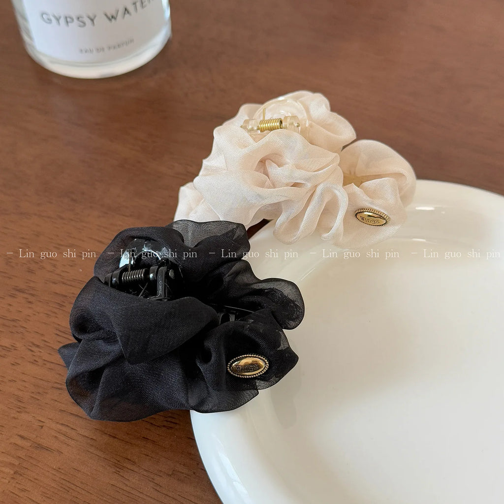 Mesh Pleated Half-Up Shark Claw Clip | Elegant Hair Clip Hair Claw Clip QXL