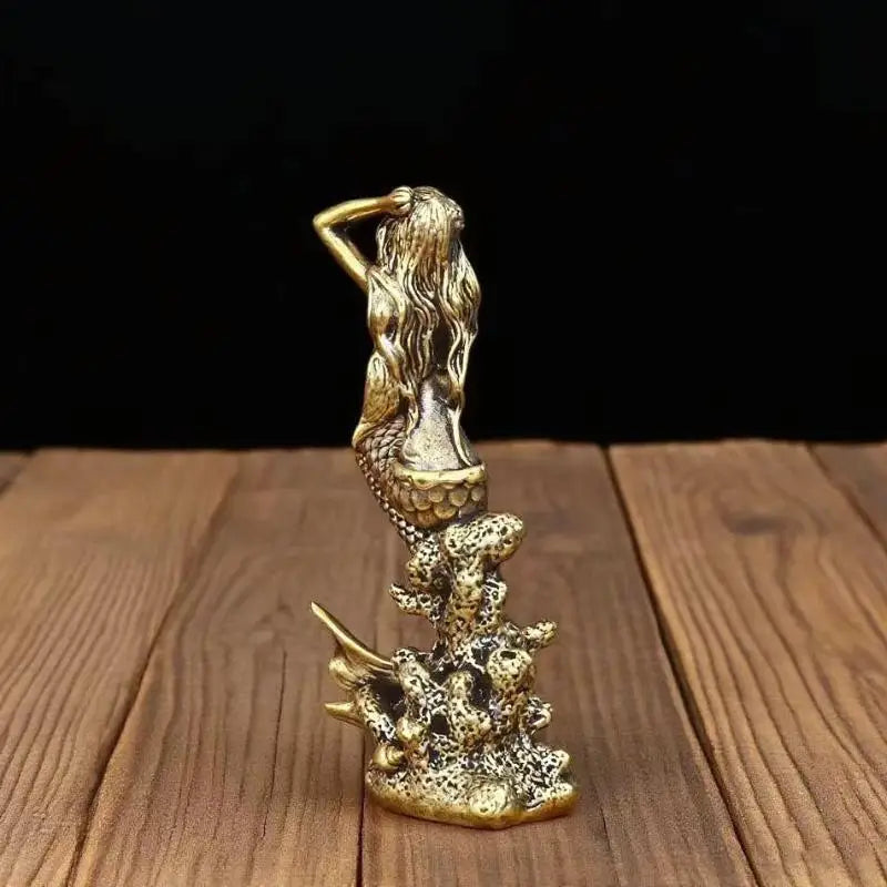 Mini Brass Mermaid Figurine Statue | Home Décor & Gift Decorative Figurine QXL
