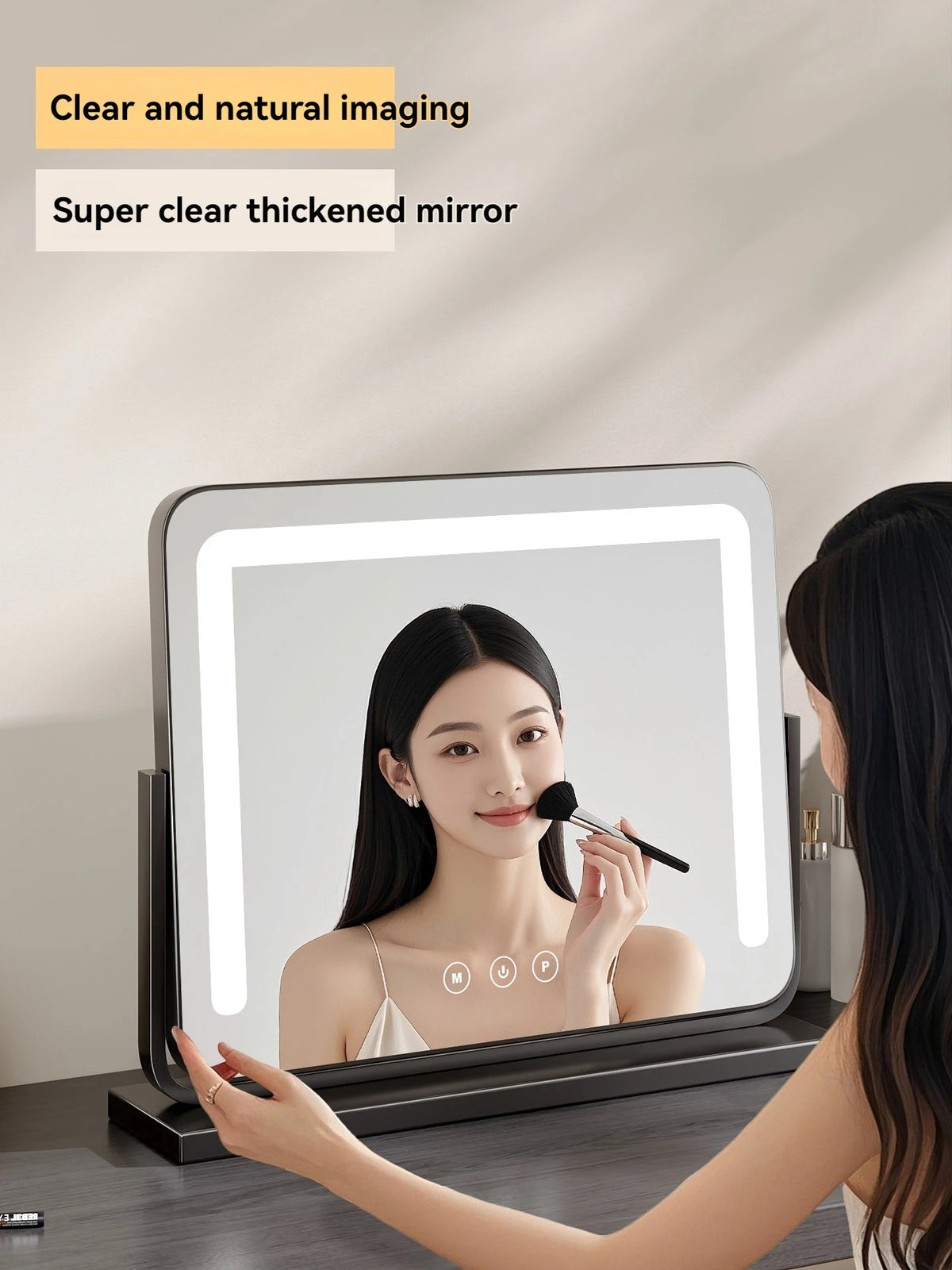 Large LED Tabletop Vanity Mirror | Rotating Smart Makeup Mirror LED Vanity Mirror QXL