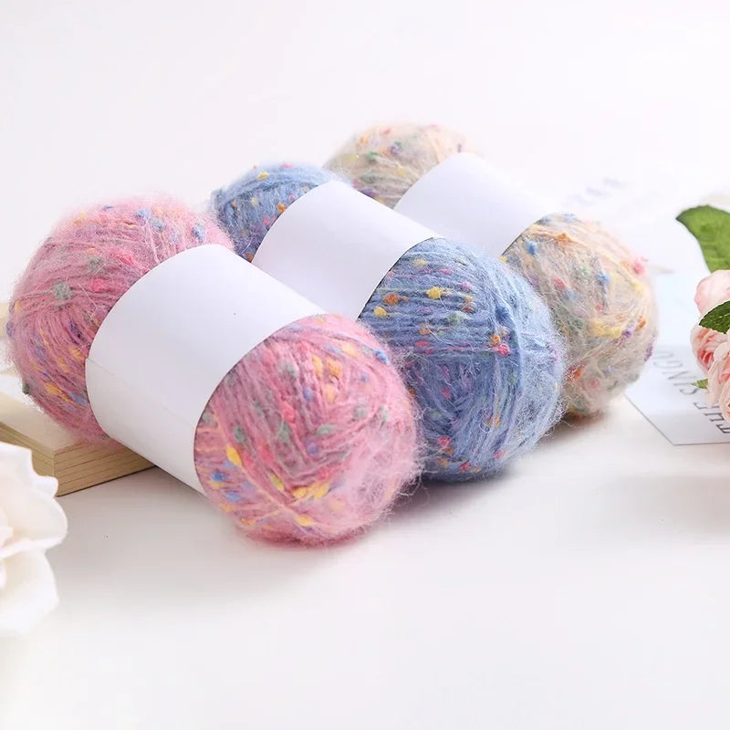 50g Colorful Dotted Mohair Yarn | DIY Knitting & Crochet Thread Craft Knitting Yarn QXL