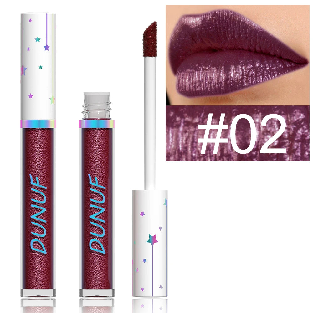 DUNUF Shimmer Lip Gloss – 12 Colors, Waterproof & Moisturizing Shimmer Lip Gloss QXL 02