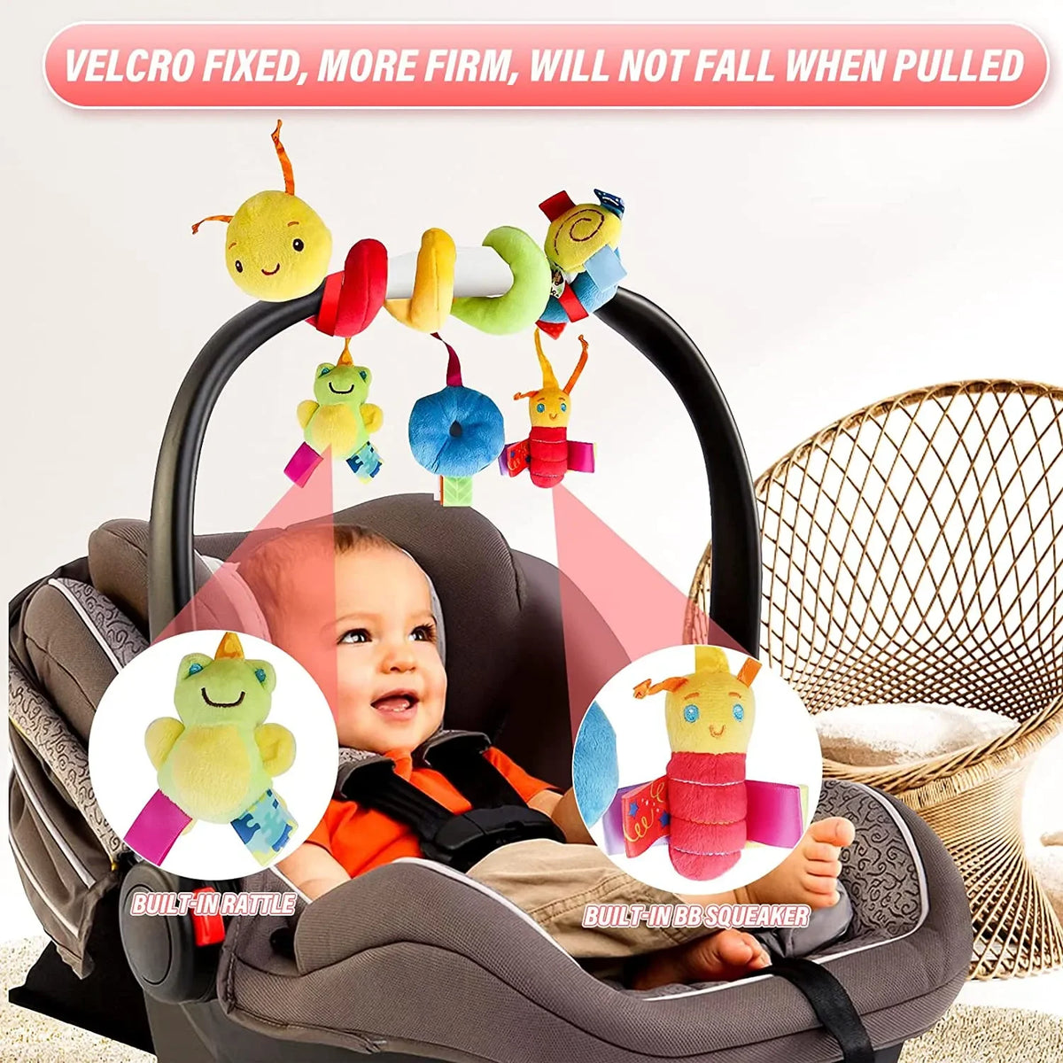 Soft Spiral Baby Rattle Toy – Crib, Stroller & Car Seat 0–12M Infant Rattle Toy QXL