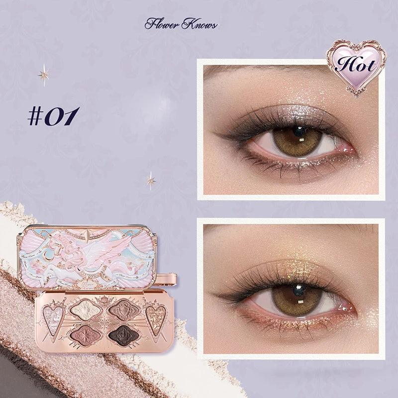 Flower Knows Knight Unicorn 6-Color Eyeshadow Palette Eyeshadow Palette QXL 01 Day dream