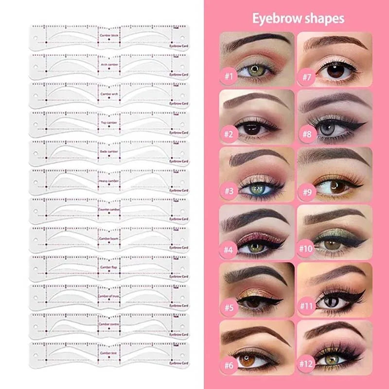 12-Style Reusable Eyebrow Stencil Set | DIY Brow Templates Eyebrow Stencil Set QXL