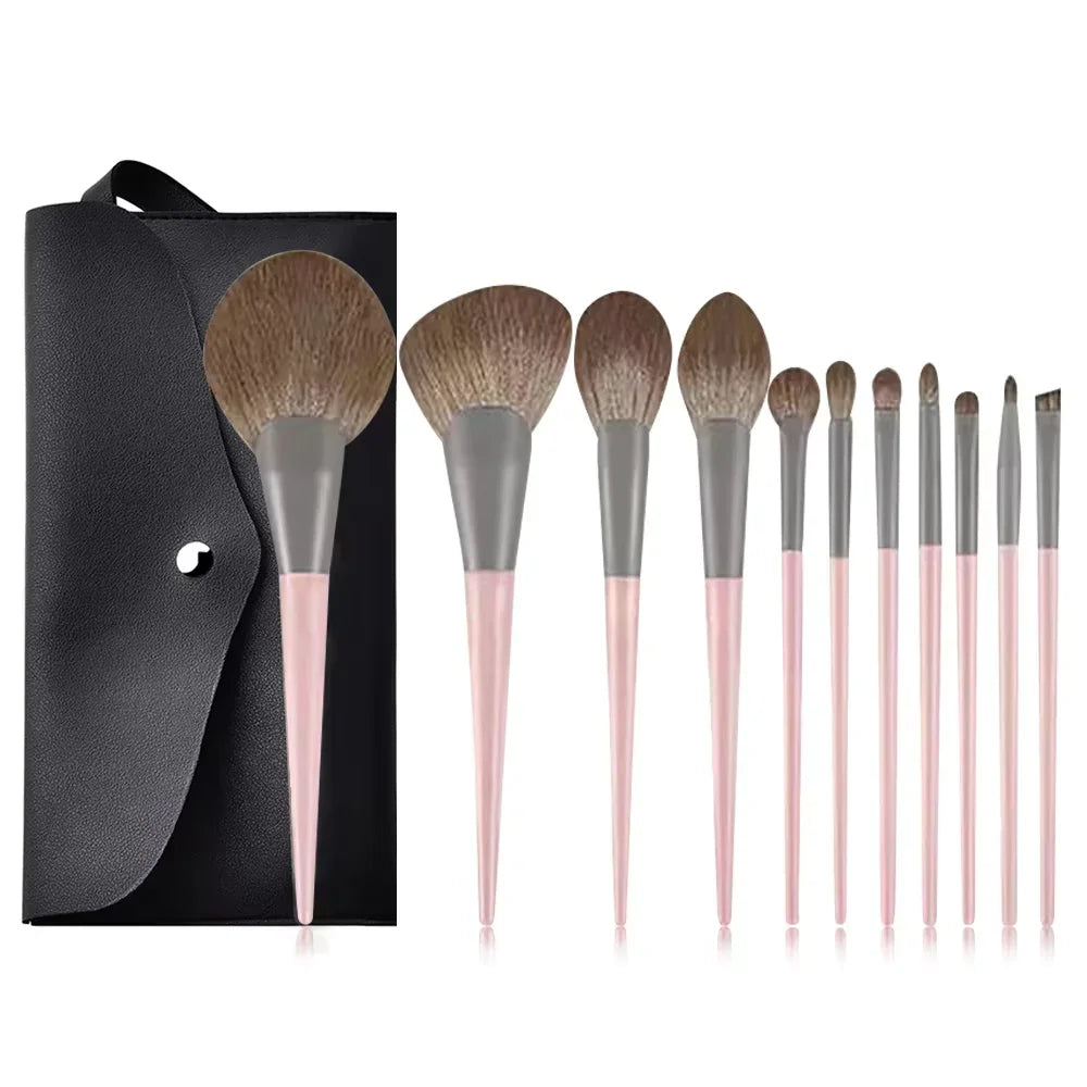 9-Piece Makeup Brush Set | Foundation, Contour & Eye Brushes Makeup Brush Set QXL E