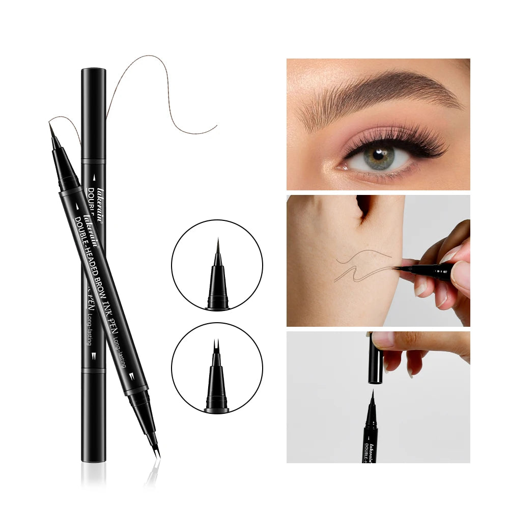 2-in-1 Waterproof Eyebrow Ink Pen | Fork Tip & Brush Tip Eyebrow Ink Pen QXL