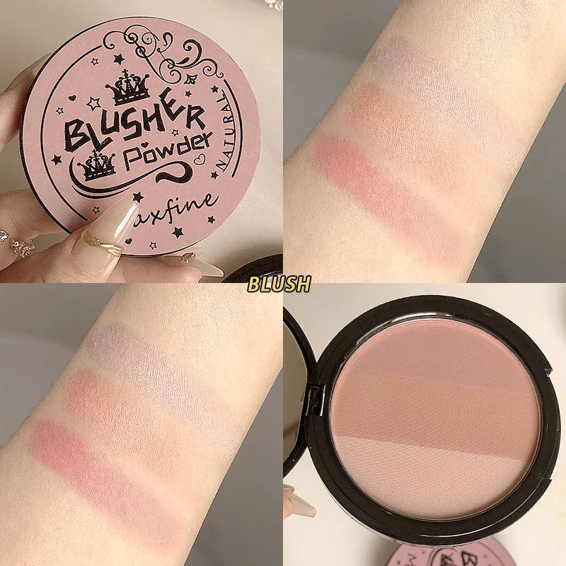 3-Color Contour & Blush Powder Palette | Long-Lasting Face Shading Contour Powder Palette QXL