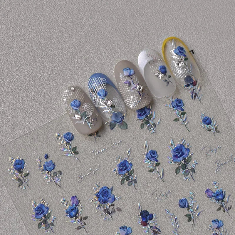 5D Vintage Lace Rose Nail Stickers | Self-Adhesive Decals Nail Art Stickers QXL TO3706LSY
