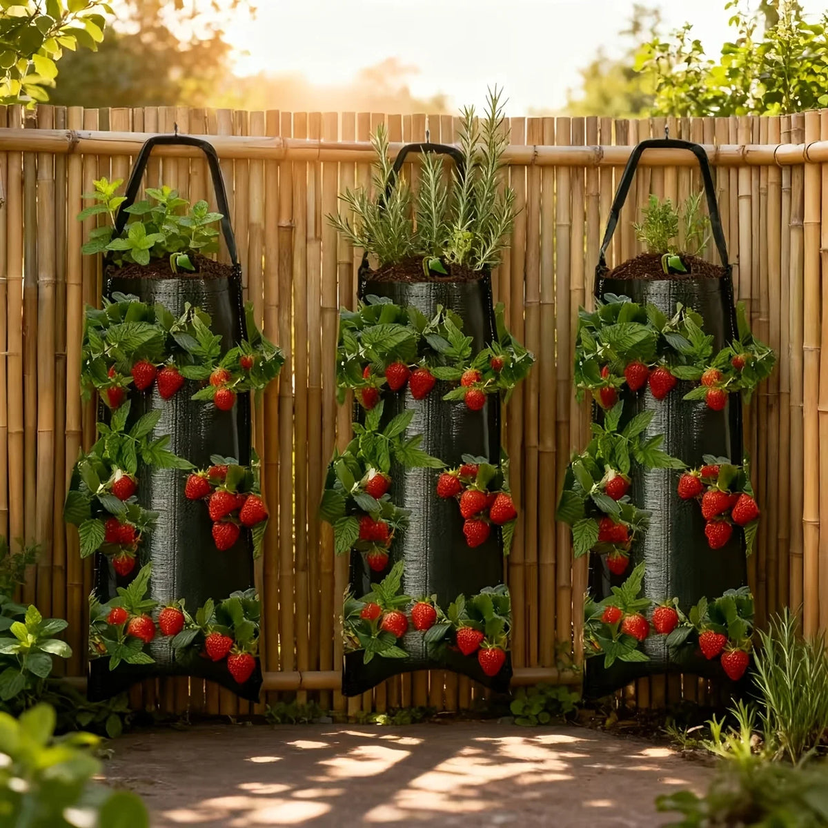 Wall-Mount Foldable Planting Bag | 8-Hole Veggie Grow Bag Hanging Grow Bag QXL
