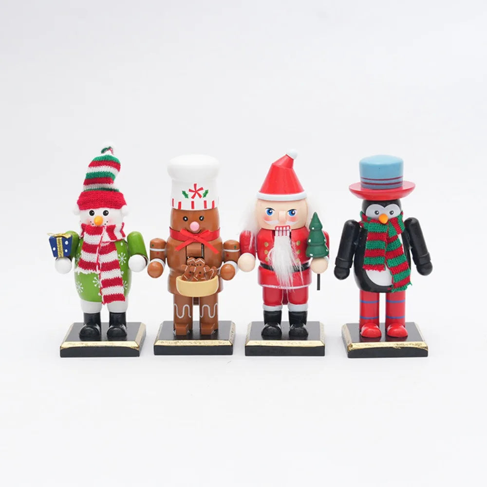 4-Pack Wooden Christmas Nutcracker Soldier Figurines 16cm Christmas Figurine Set QXL