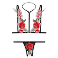 Women's Lace Embroidery Push-Up Bra & Brief Lingerie Set Lingerie Set QXL One Size Black