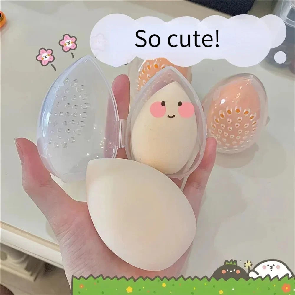 Egg-Shaped Makeup Sponge Storage Box | Transparent Puff Holder Sponge Storage Box QXL
