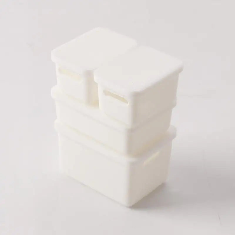 4-Pack 1/12 Dollhouse Miniature Food Storage Boxes with Lids Dollhouse Accessories QXL A1
