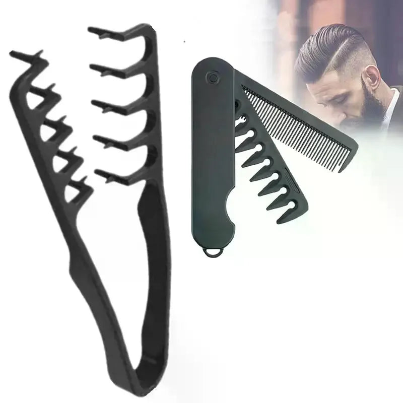 2-Pack Men's Wide-Tooth Texture Comb & Folding Comb Set Hair Comb Set QXL