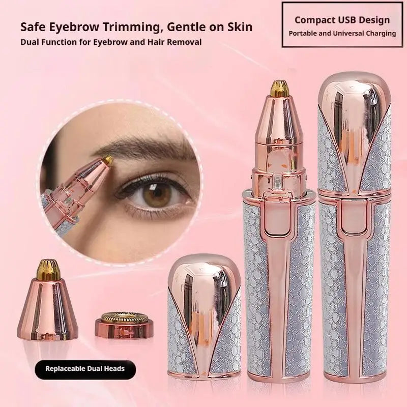 2-in-1 USB Rechargeable Electric Eyebrow Trimmer & Razor Electric Eyebrow Trimmer QXL