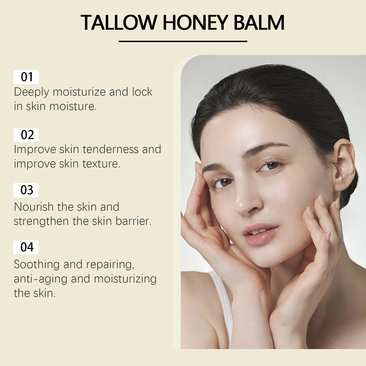 WOODSLEEP Tallow Honey Balm – Moisturizing Face Cream 60g Face Moisturizer Balm QXL