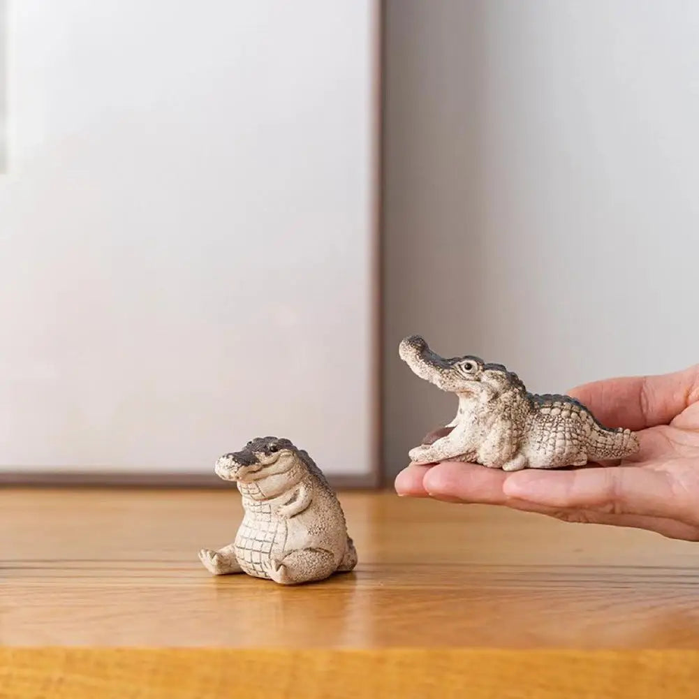 Mini Chubby Crocodile Figurines | Resin Collectible Ornament Resin Figurine Ornament QXL
