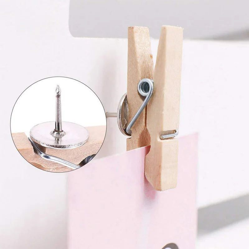 20-Pack Wooden Clip Push Pins for Cork Boards & Bulletin Boards Decorative Push Pins QXL