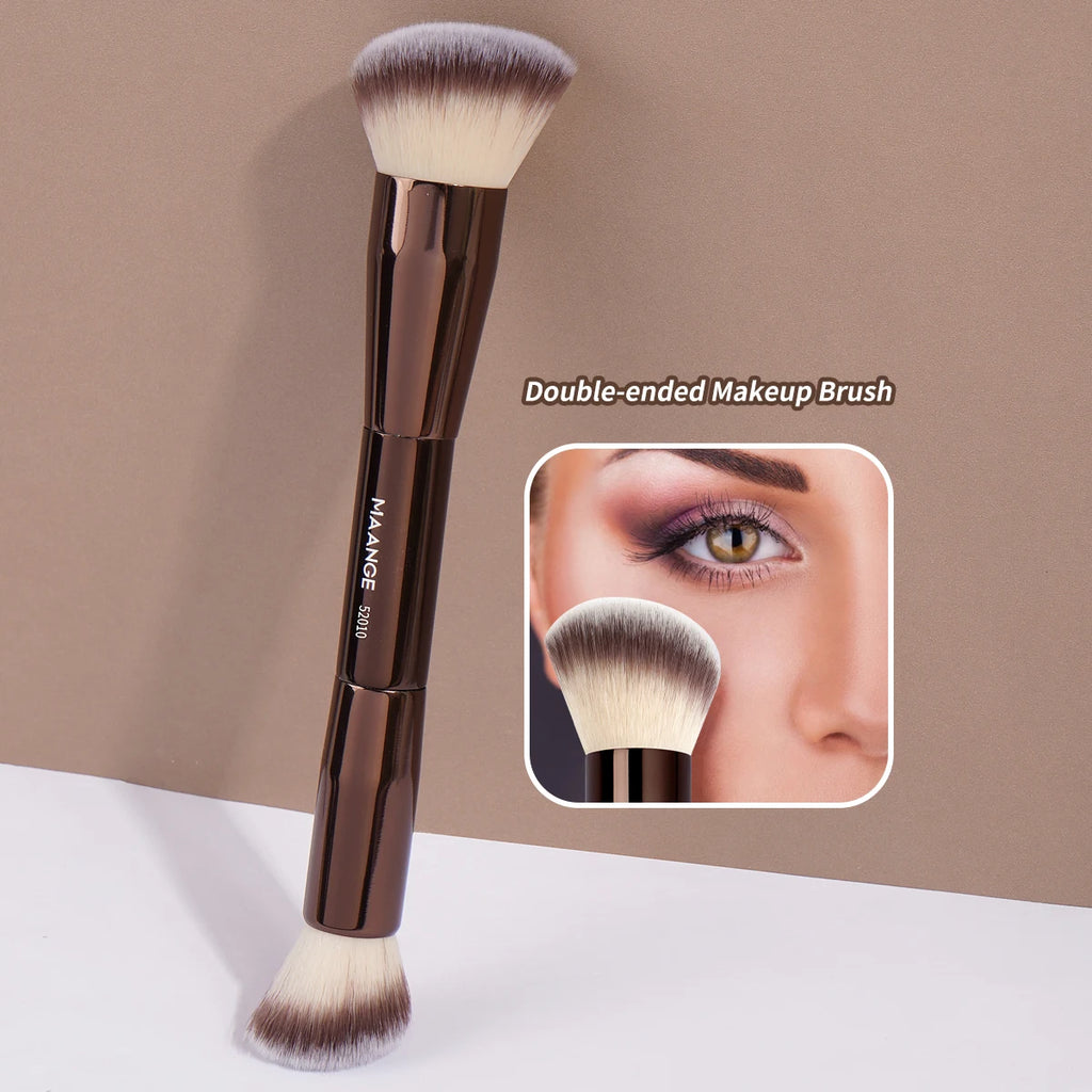 MAANGE Double-Ended Contour & Foundation Brush | Vegan Double-Ended Makeup Brush QXL