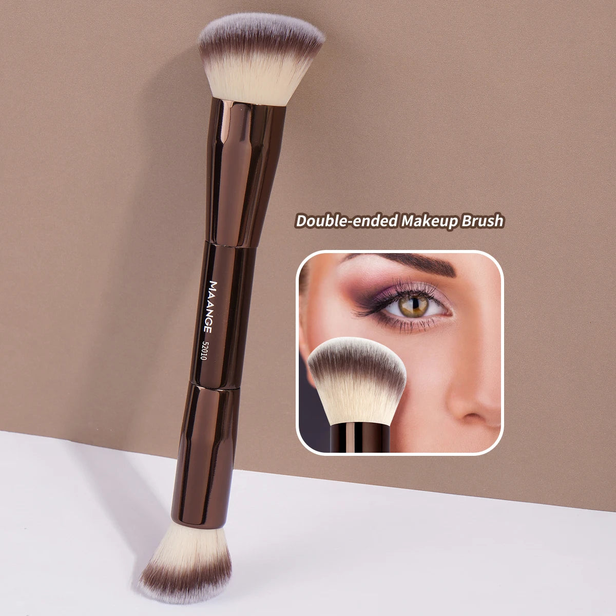MAANGE Double-Ended Contour & Foundation Brush | Vegan Double-Ended Makeup Brush QXL