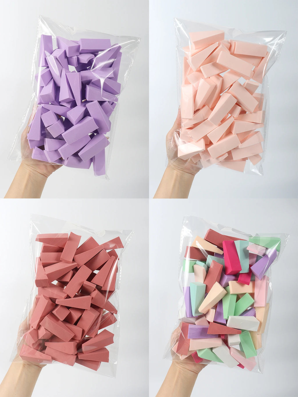 50-Pack Latex-Free Wedge Makeup Sponge Applicators | Mixed Colors Makeup Sponge Set QXL