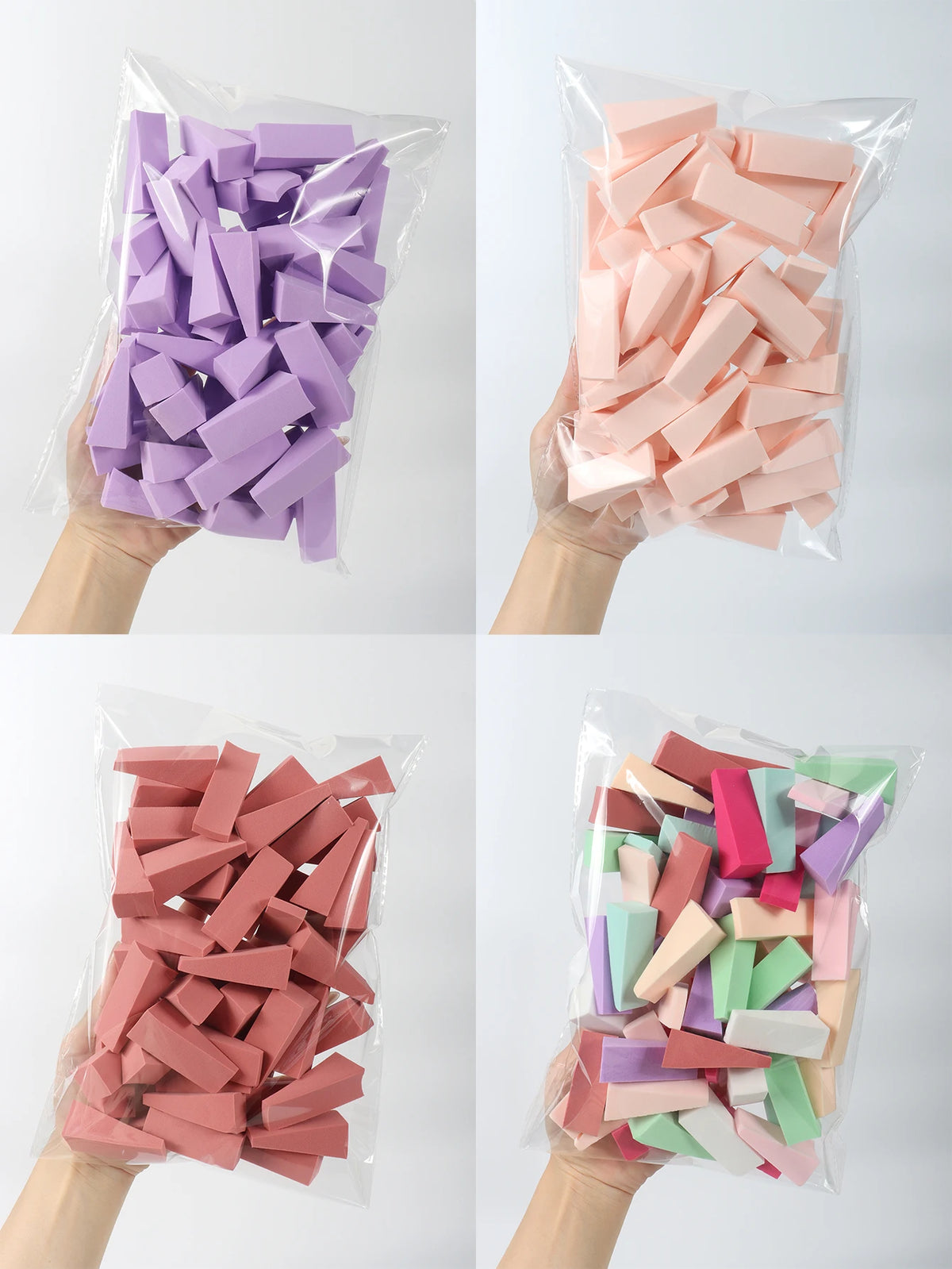 50-Pack Latex-Free Wedge Makeup Sponge Applicators | Mixed Colors Makeup Sponge Set QXL