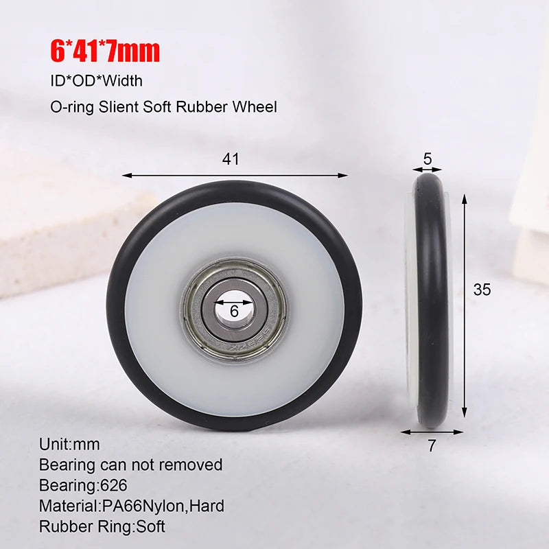 626 Bearing Nylon Roller Pulley 6×41×7mm | Quiet Rubber Ring Roller Pulley QXL