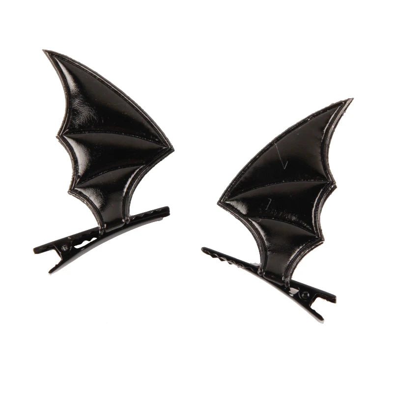 Halloween Bat Wing Hair Clips | Leather Gothic Party Clips 4-Pack Halloween Hair Clips QXL
