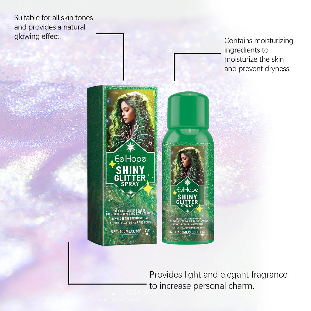 Eelhope Glitter Spray – Body, Face & Hair Shimmer 100ml Body Glitter Spray QXL