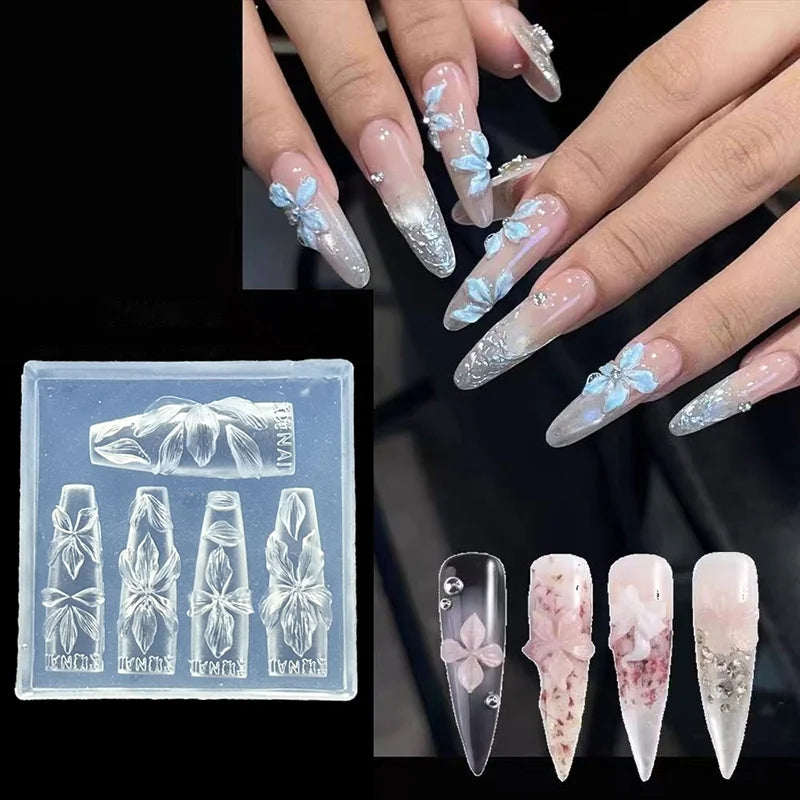 3D Hawaii Hibiscus Silicone Nail Art Mold | Floral Design Nail Art Mold QXL