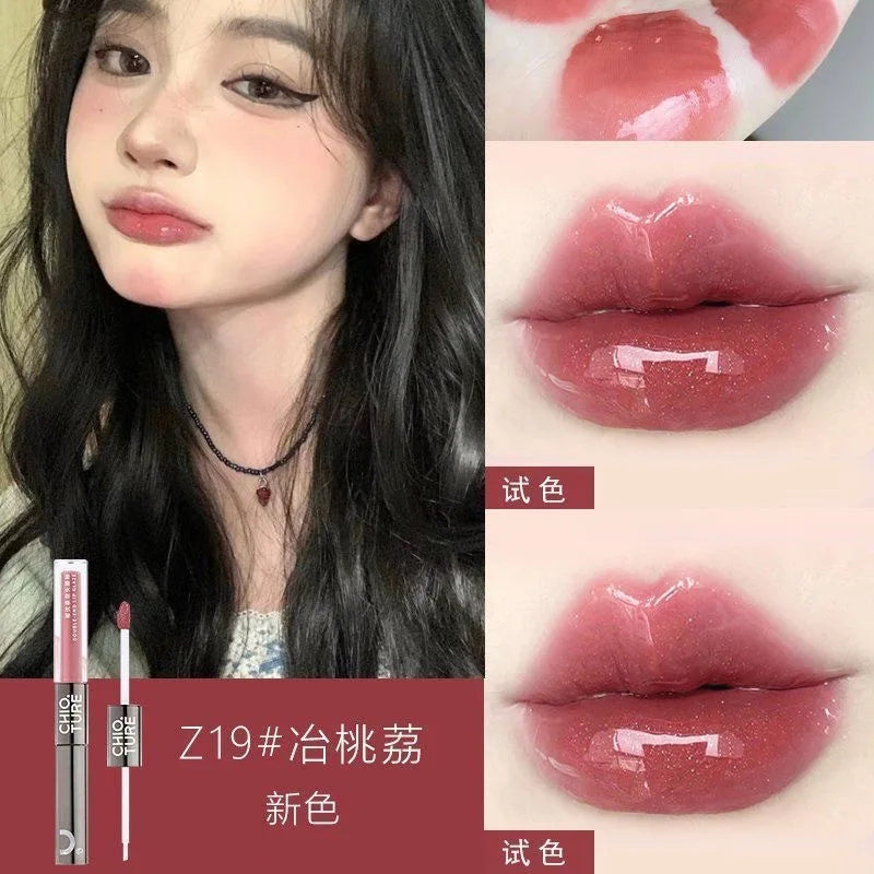 CHIOTURE Double-Ended Lip Glaze & Gloss | Mirror Watery Finish Lip Glaze & Gloss QXL Z19