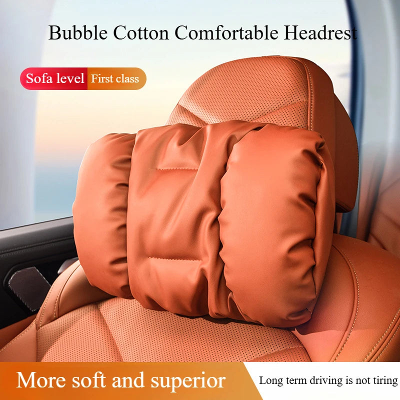 Car Neck Pillow & Lumbar Cushion Set | Faux Leather Travel Car Seat Cushion Set QXL