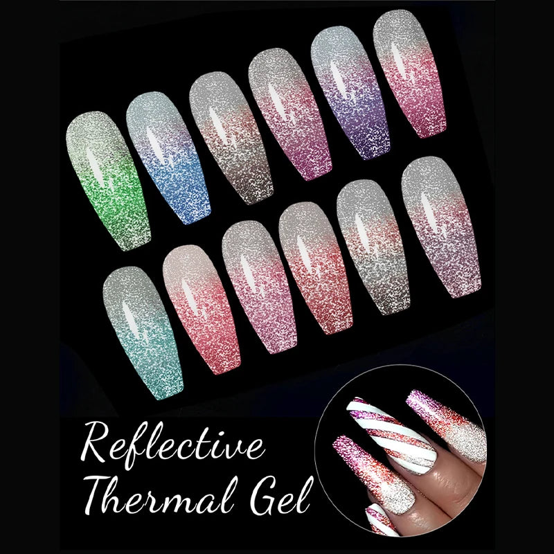 VERONNI 10ml Glitter Thermal Gel Polish | UV/LED Color-Changing Gel Nail Polish QXL