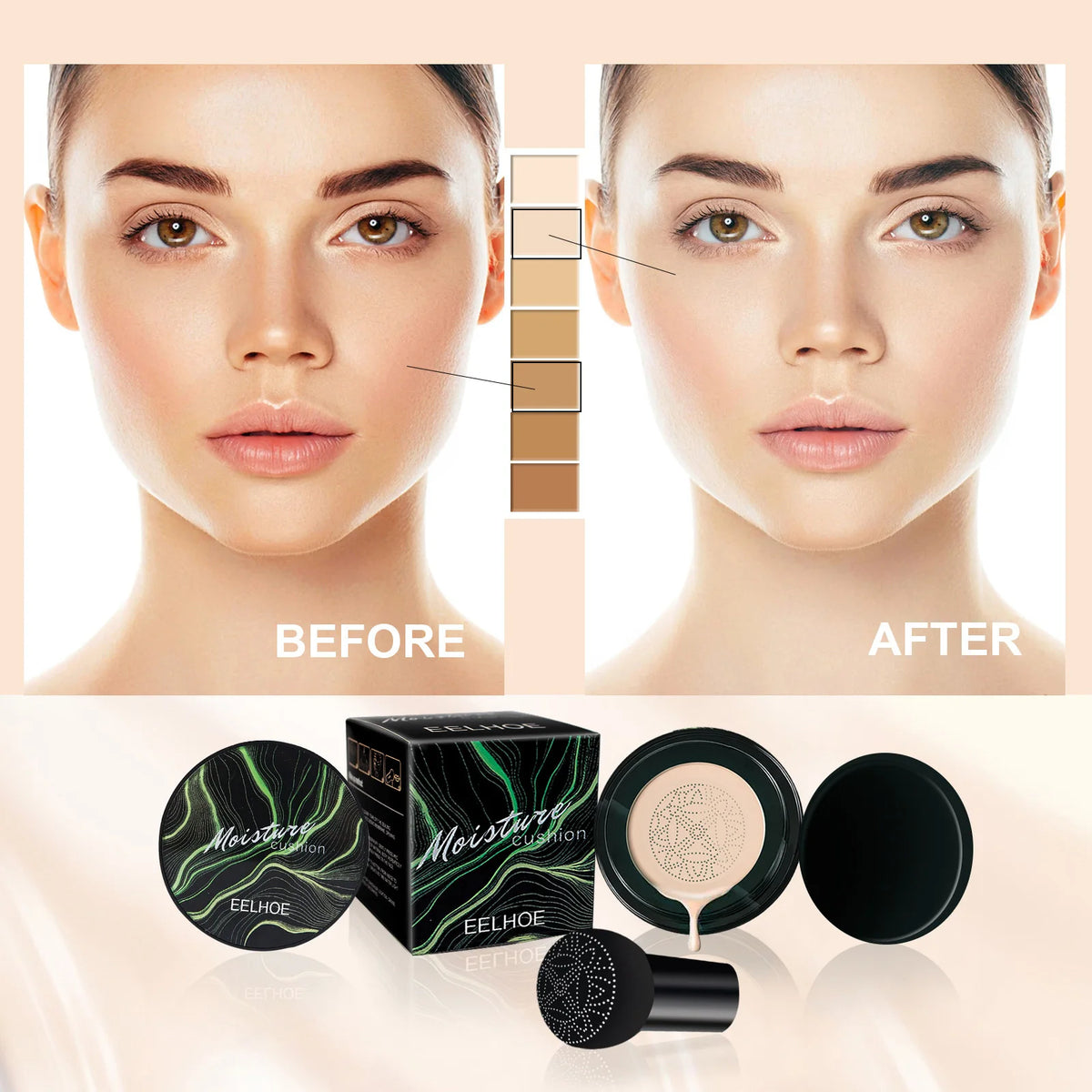 Eelhoe Mushroom Head Air Cushion BB Cream Foundation Concealer Air Cushion Foundation QXL