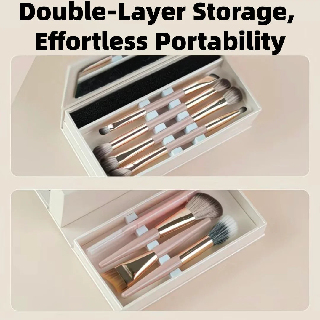 Makeup Brush Set – Foundation, Contour & Eyeshadow + Case Makeup Brush Set QXL