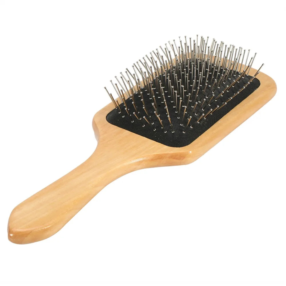 Wood & Steel Needle Scalp Massage Comb | Anti-Static Detangling Scalp Massage Comb QXL