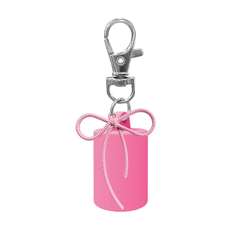 Silicone Lip Gloss Keychain Holder with Bow Pendant | 1 Pc Lip Gloss Keychain Holder QXL Pink