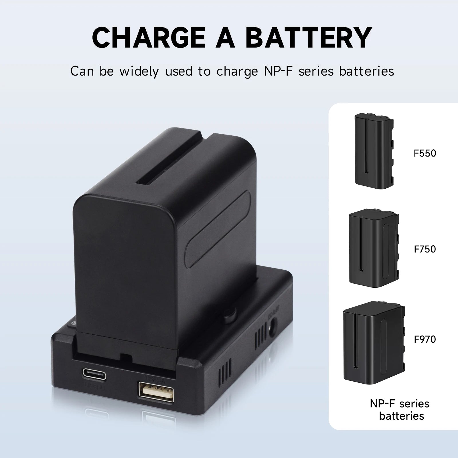 PALO NP-F550 F750 F970 Battery & Charger Adapter Plate DC12V USB Camera Battery Charger QXL