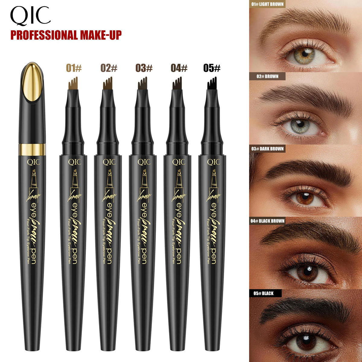 Four-Claw Liquid Eyebrow Pencil – Waterproof Hair-Stroke Brows Liquid Eyebrow Pencil QXL