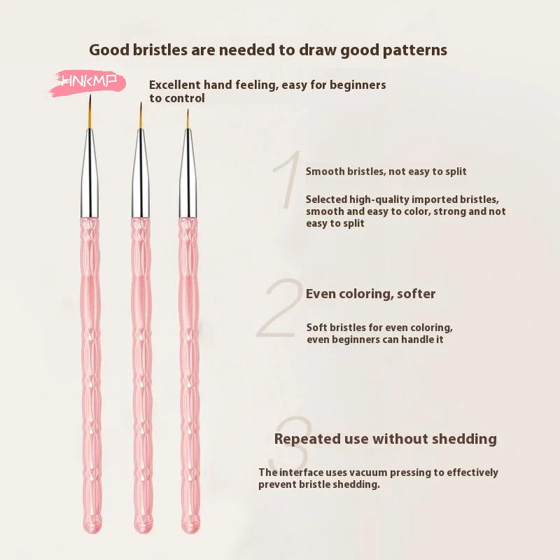 3-Piece Fine Nail Art Liner Brush Set | UV Gel Detail Painting Nail Art Liner Brush QXL