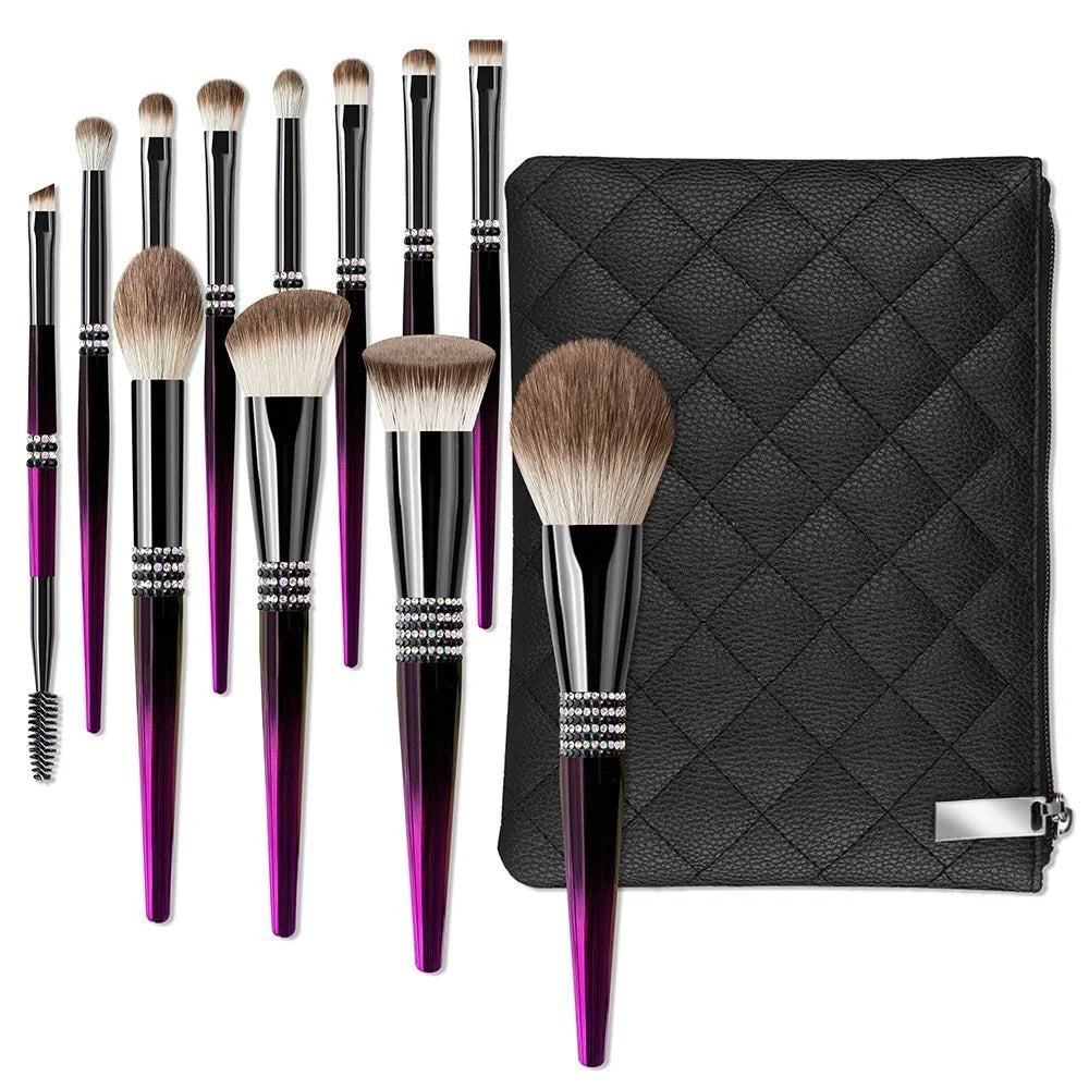 12-Piece Gradient Purple Makeup Brush Set | Professional Kit Makeup Brush Set QXL