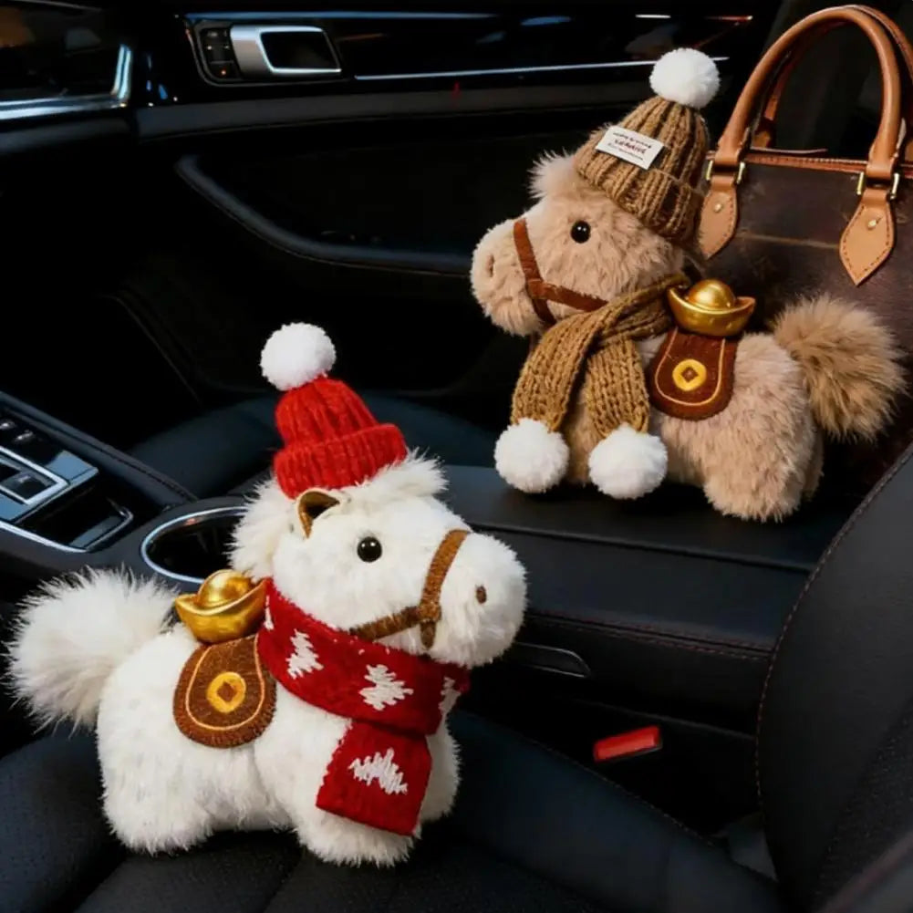 Plush Horse Keychain | Knit Hat Scarf Bag Charm Lucky Gift Plush Keychain Charm QXL