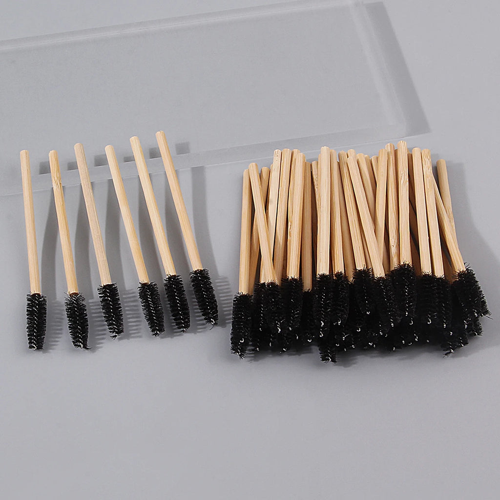50-Pack Bamboo Mascara Wands & Spiral Spoolie Brushes Mascara Wand Set QXL