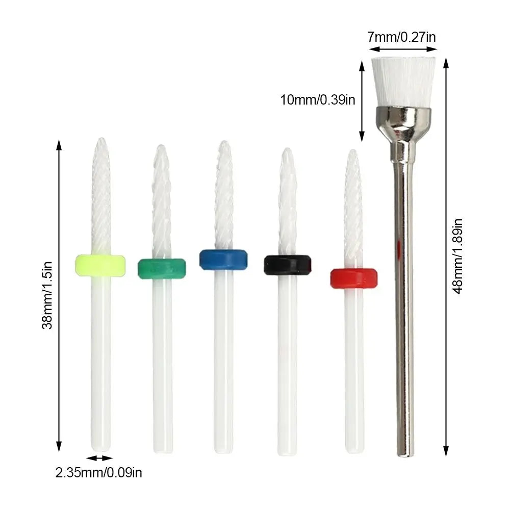 6-Piece Ceramic Nail Drill Bit Set | Gel & Acrylic Removal Ceramic Nail Drill Bits QXL