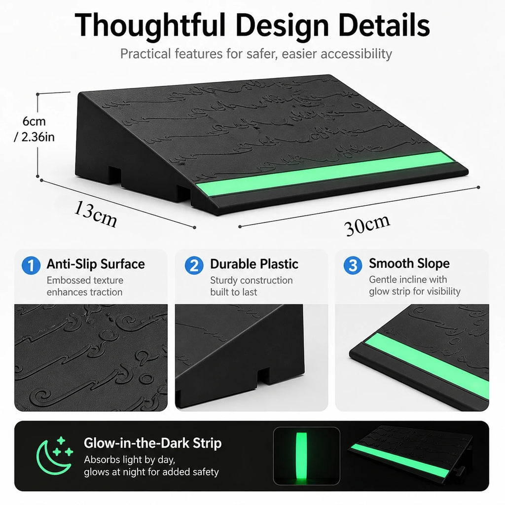Indoor Plastic Threshold Ramp | Anti-Slip Glow Strip Doorway Slope Threshold Ramp QXL