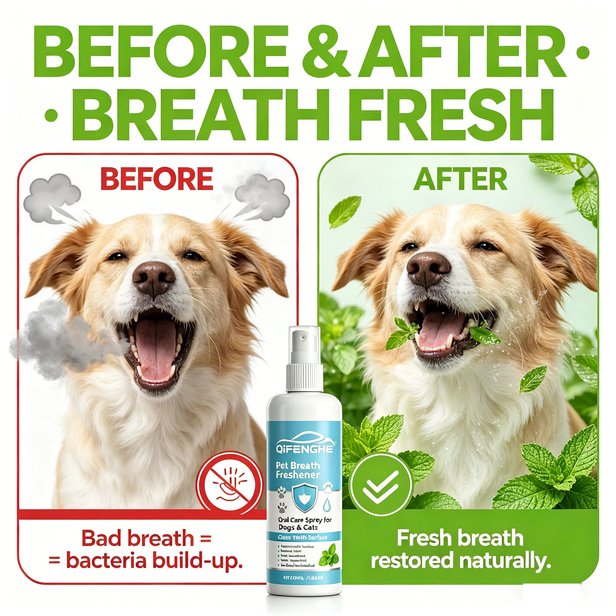 Pet Breath Freshener Spray 100ml – Dogs & Cats Oral Care Pet Oral Care Spray QXL Default Title