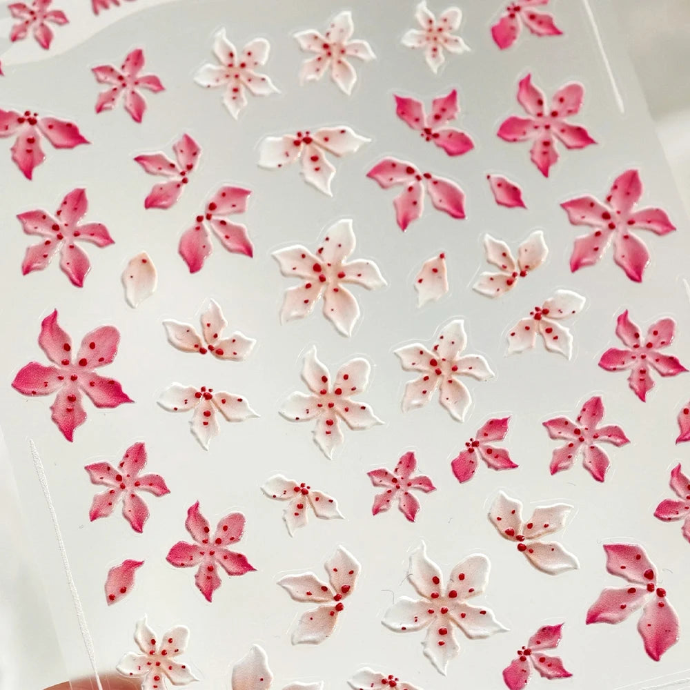 5D Botanical Floral Nail Stickers | Black White Gold Decals Nail Art Stickers QXL
