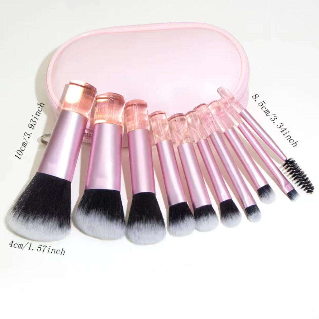 10-Piece Mini Makeup Brush Set | Portable Travel Brushes Travel Makeup Brush Set QXL