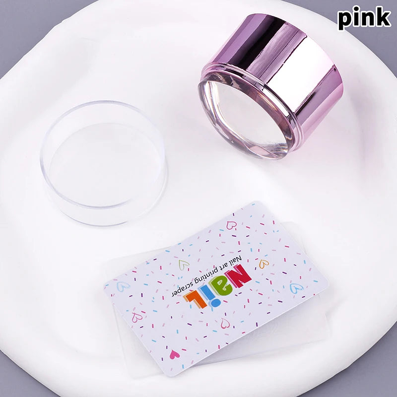 Silicone Nail Art Stamper & Scraper | DIY Manicure Tool Nail Art Stamper QXL Pink